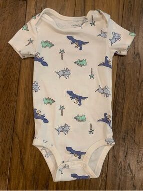 Carter's Cream One-Piece with Blue and Mint Dinosaur Print